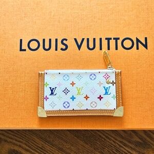 ☆ MINT☆ Louis Vuitton x Takashi Murakami Multicolor Pochette Cles Blanc